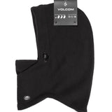 Volcom Men's Travelin Hood Thingy Neck Warmer - A black fleece neck warmer with a hood and adjustable drawstring.