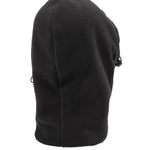 Volcom Men's Travelin Hood Thingy Neck Warmer - A black fleece neck warmer with a hood and drawstring, featuring a small logo on the front.