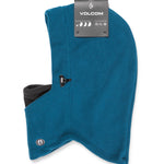Volcom Men's Travelin Hood Thingy Neck Warmer - A blue fleece neck warmer with a hood and two black plastic toggles on either side of the opening.
