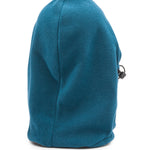 Volcom Men's Travelin Hood Thingy Neck Warmer - A blue fleece neck warmer with a hood and drawstring.
