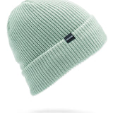 Volcom Men's Sweep Lined Beanie 2025 - A light green beanie with a black label featuring white lettering that reads "VOLCOM".