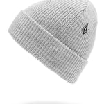 Volcom Men's Sweep Beanie - A light gray beanie with a small black logo on the front, featuring a woven texture and a folded cuff.