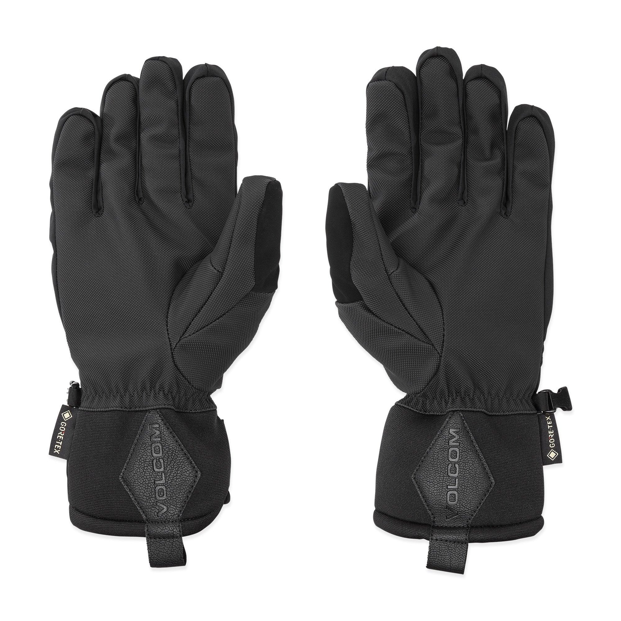 Volcom Men's CP2 GORE-TEX Glove - A black glove with a textured pattern on the palm and fingers, featuring a Velcro strap at the wrist.