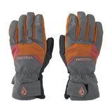 Volcom Men's CP2 GORE-TEX Glove - A pair of gloves with a gray palm and fingers, featuring orange accents on the back of the hand and thumb.