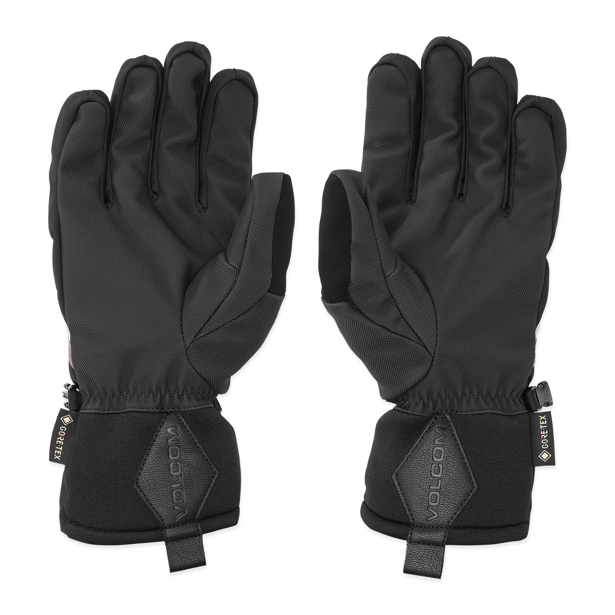 Volcom Men's CP2 GORE-TEX Glove - A black glove with a textured pattern on the palm and fingers, featuring a Velcro strap at the wrist.