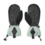 Volcom Men's Millicent Mitt - A pair of black mittens with a white wavy line pattern on the back and gray fleece lining visible inside.