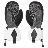 Volcom Men's Millicent Mitt - A pair of black mittens with white wavy lines on the back and a black strap at the wrist.