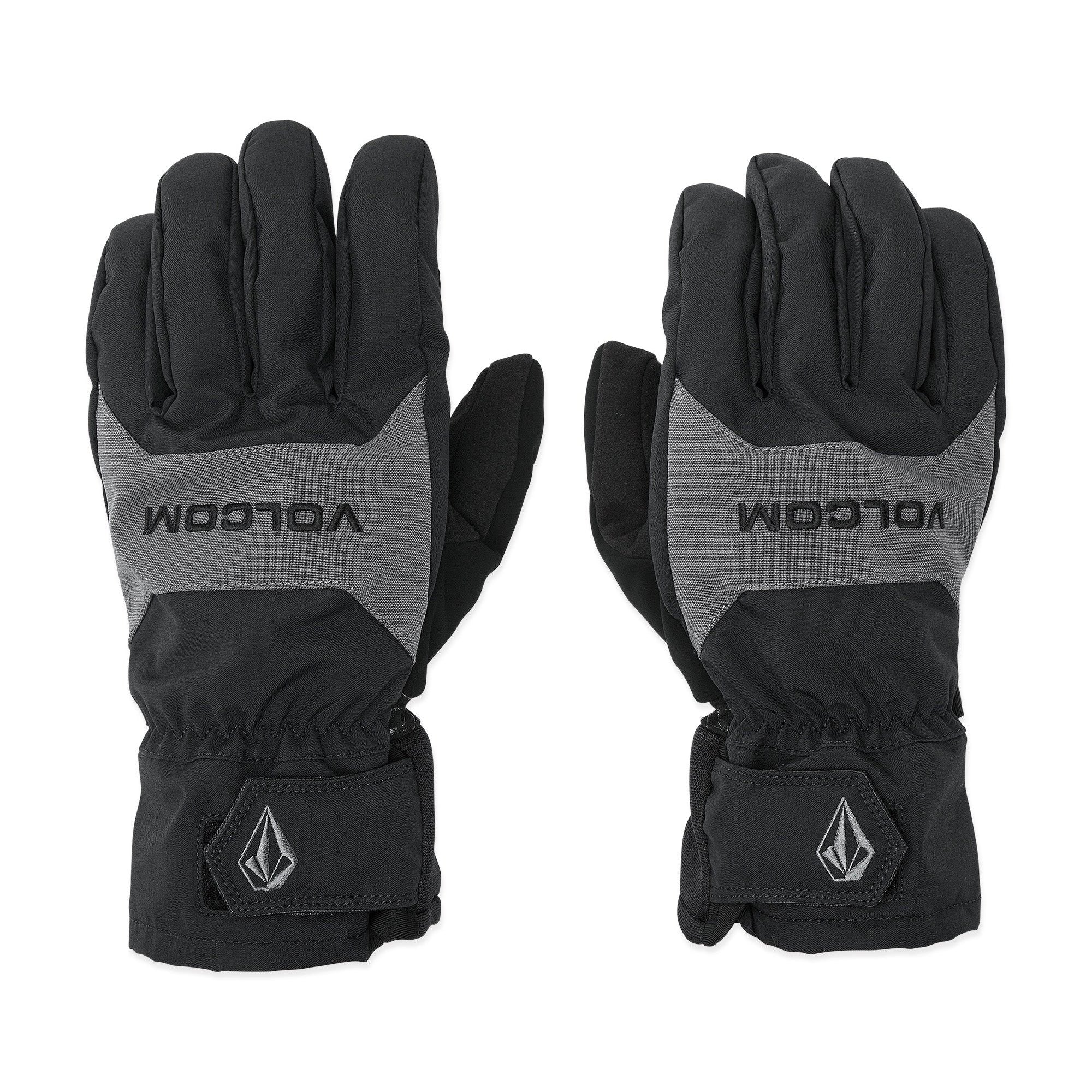 Volcom Men's V.Co Nyle Glove 2025 - A pair of black gloves with gray accents and a gray logo on the wrist strap.