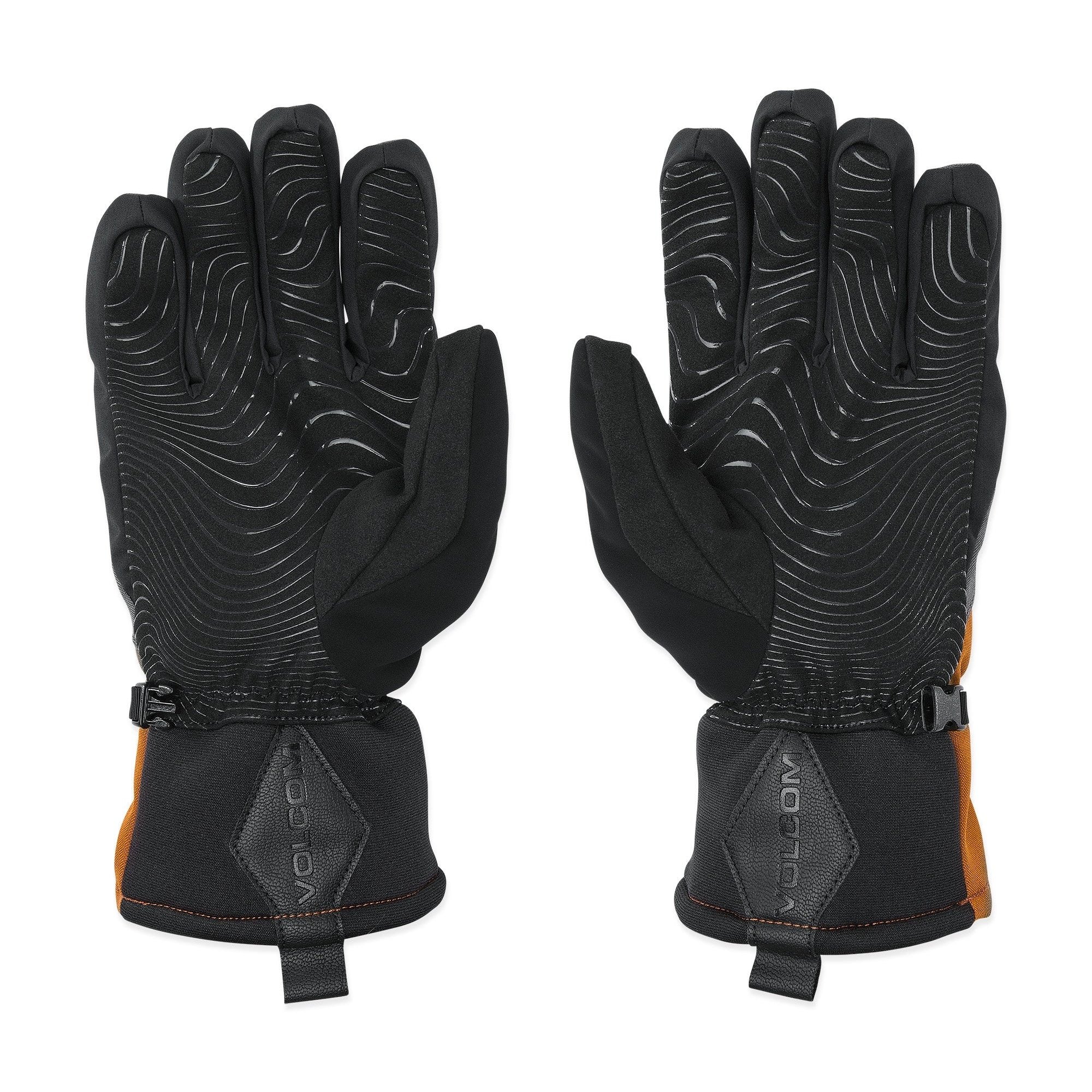 Volcom Men's V.Co Nyle Glove 2025 - Black gloves with white stitching and a black strap on the wrist.