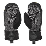 Volcom Men's V.Co Nyle Mitt - Black mittens with white wavy lines on palm and back of hand.