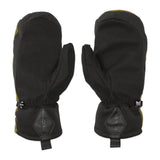 Volcom Men's V.Co Nyle Mitt - A pair of black mittens with a yellow logo on the cuff and a strap closure at the wrist.
