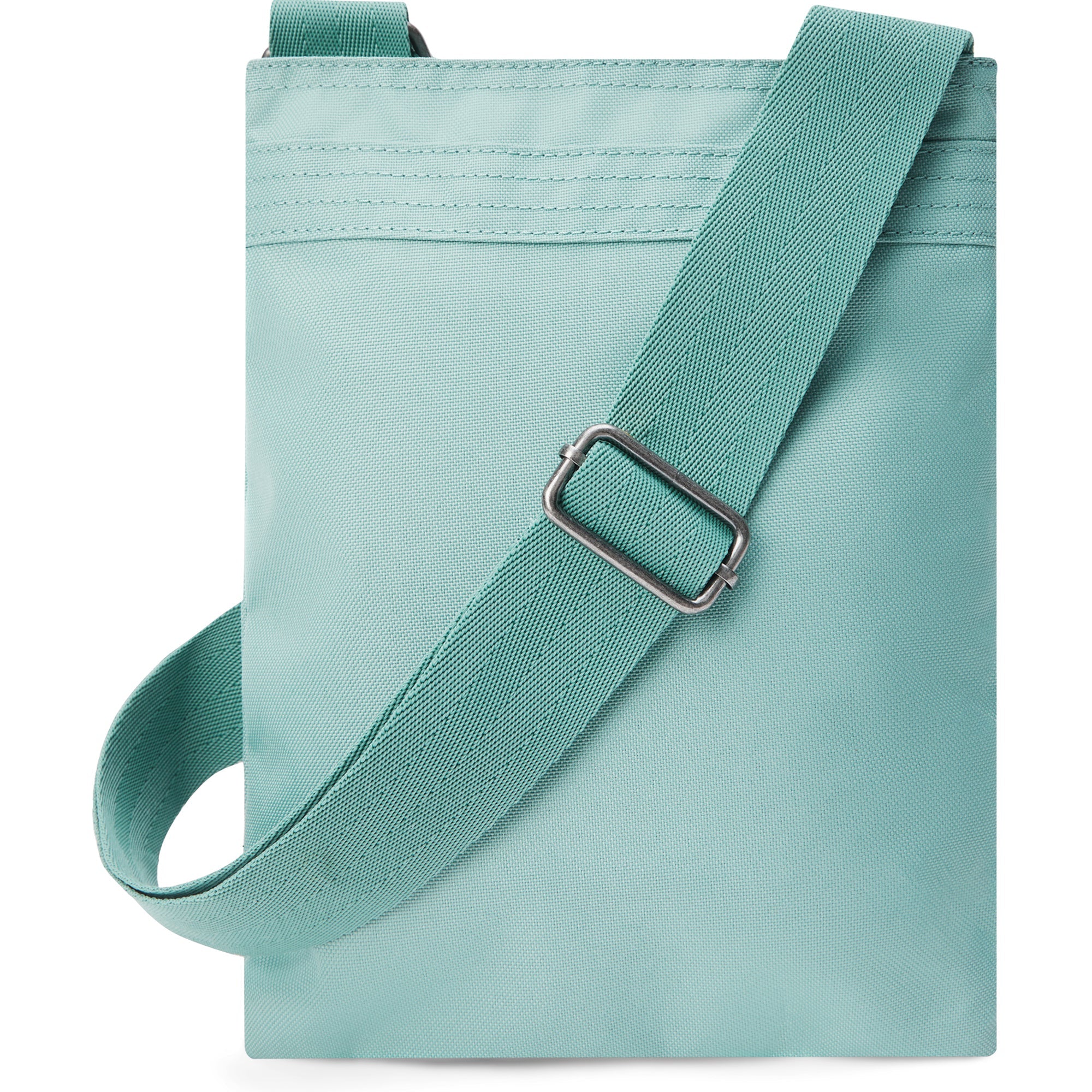 Dakine Jive Crossbody Bag 2025 - A light blue crossbody bag with a zippered pocket on the front and adjustable strap.