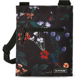 Dakine Jive Crossbody Bag 2025 - A black crossbody bag with a floral pattern of red, white, and purple flowers.
