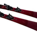 Head Women's Total Joy Skis with Joy 11 Bindings - Black skis with red lettering and bindings, angled from above.