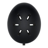 Kids MIPS ski helmet, matte black, top view with six vent openings