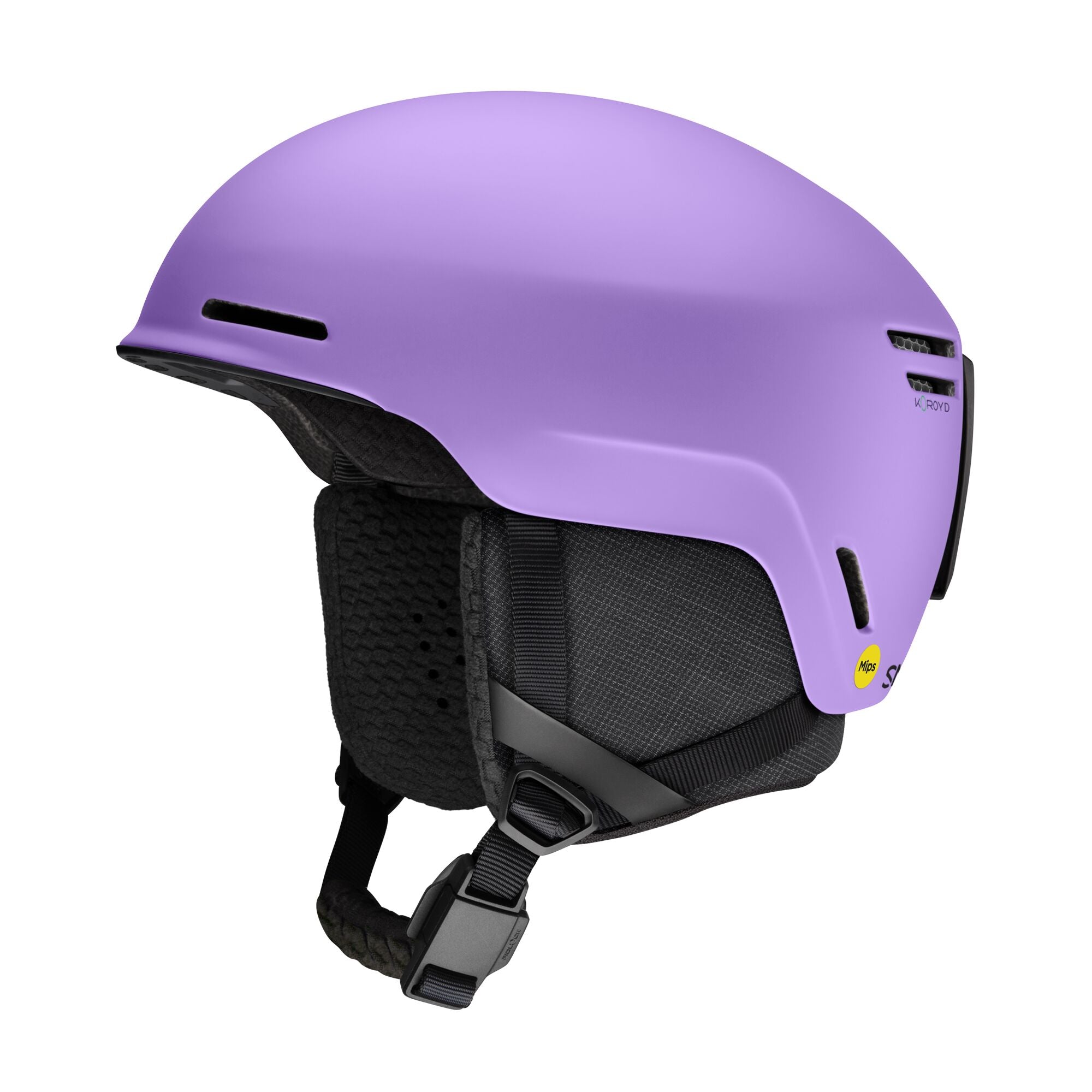 Smith Method Pro MIPS helmet, lavender shell with side vents and padded chin strap.