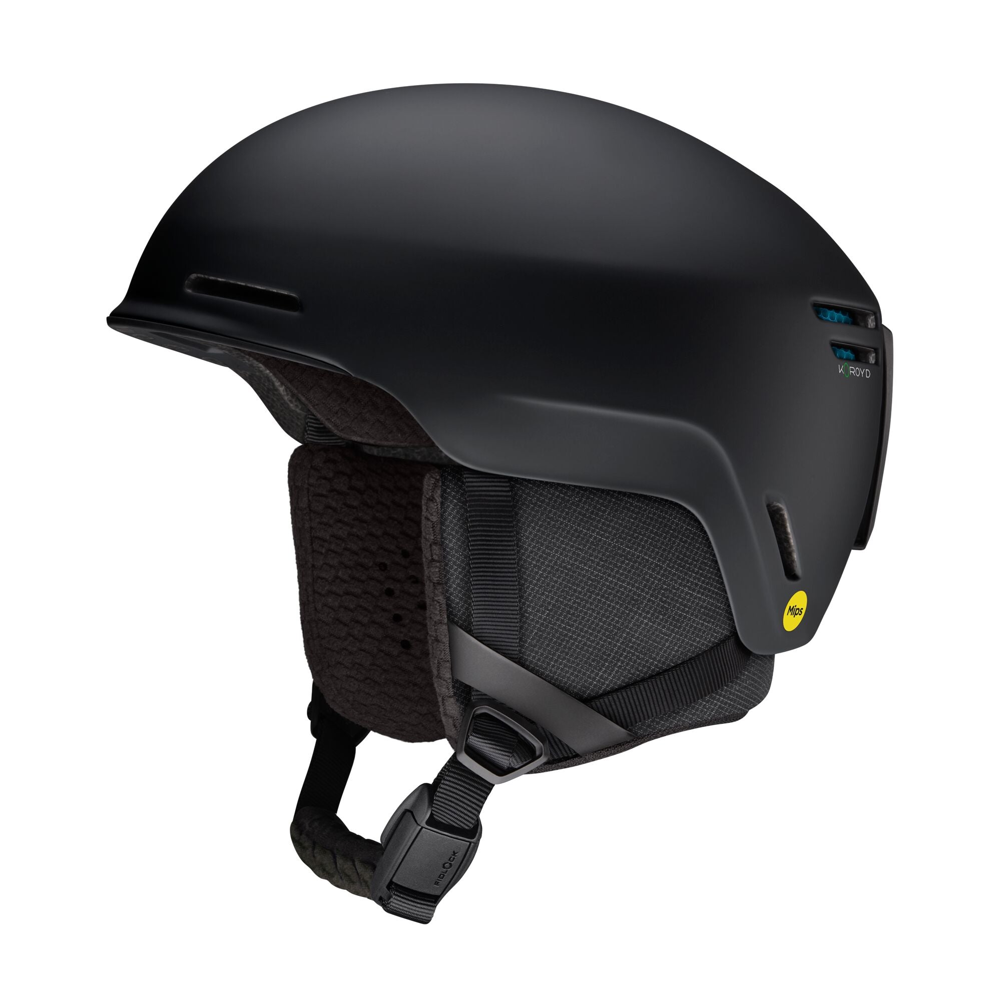 Smith Method Pro MIPS helmet, matte black shell with adjustable chin strap and side vents.