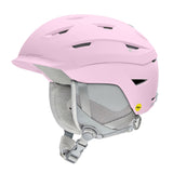 Smith Liberty MIPS helmet in light lavender, side view with padding and chin strap