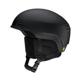 Smith Method Pro MIPS helmet, matte black side view with chin strap and vent openings.