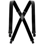 Arcade Junior's Jessup Suspenders 2025 - Black suspenders with a diamond-shaped metal clip at the front and adjustable plastic clips at the back.