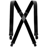 Arcade Junior's Jessup Suspenders 2025 - Black suspenders with a diamond-shaped metal clip at the front and adjustable plastic clips at the back.