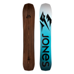 Jones Flagship Snowboard 2022 - A brown woodgrain snowboard with a black logo at the top and a small black graphic near the bottom.