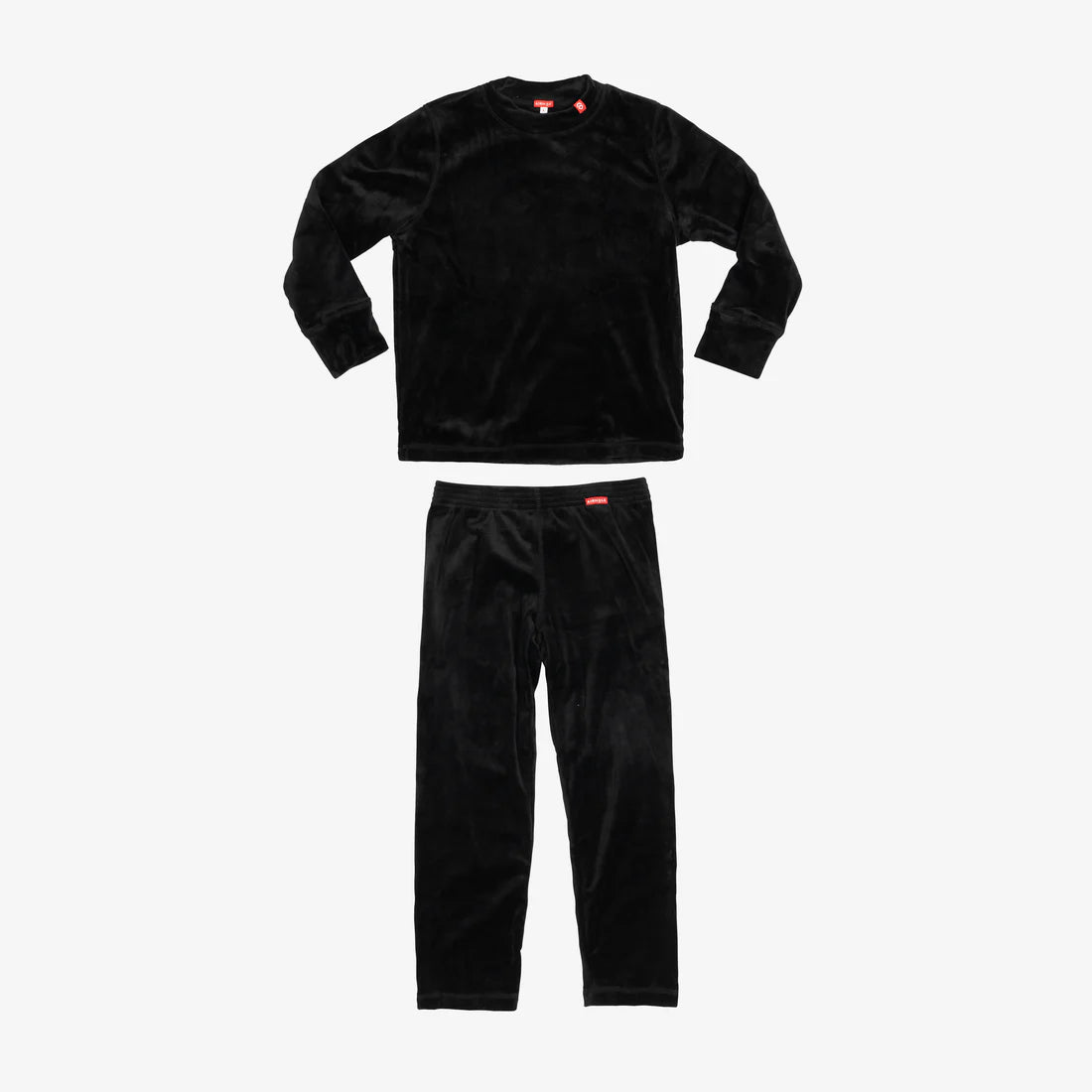POLAR FLC THERMAL SET JR 2023 - Black thermal set with a crew neck and long sleeves, featuring red logos on the chest and left sleeve.