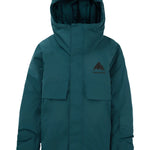 Burton Junior's Ascutney 2L Insulated Jacket 2025 - A dark green jacket with a hood, featuring two chest pockets and a zipper down the front.