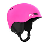 Anon Junior's Burner Helmet 2025 - A pink helmet with a white logo on the side and two small vents at the top.