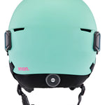 Anon Junior's Define Helmet 2025 - A mint green helmet with a black chin strap and white logo on the front.