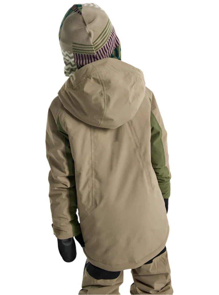 Burton - Junior's Hillslope Insulated Jacket 2025 is primarily tan with green accents on the sleeves and a hood.