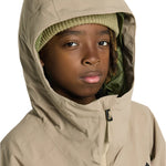 Burton Junior's Hillslope Insulated Jacket 2025 - A tan jacket with a green logo on the left chest and a hood.
