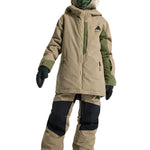 Burton Junior's Hillslope Insulated Jacket 2025 - A tan jacket with green accents and a black logo on the left chest.