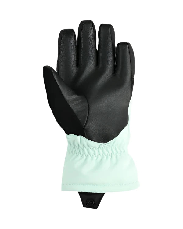 Obermeyer Junior's Lava Glove 2025 - A black glove with a textured palm and fingers, featuring a subtle pattern of small orange dots on the back.