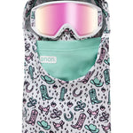 Anon Junior's MFI Helmet Hood - A white hood with a repeating pattern of pink and teal cowboy boots, cacti, horseshoes, and stars.