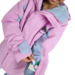 Burton Junior's Skimmer 2L Insulated Jacket 2025 - A pink and grey insulated jacket with a hood, featuring a zipper closure.