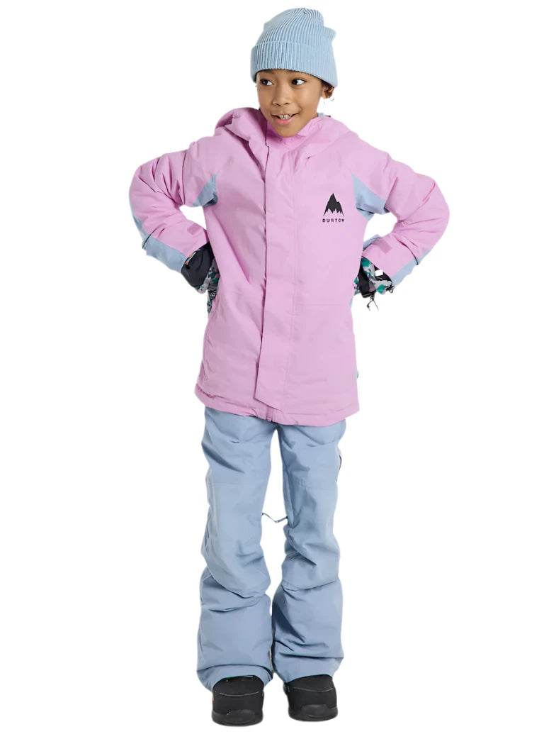 Burton Junior's Skimmer 2L Insulated Jacket 2025 - A pink jacket with a hood and black logo on the chest.