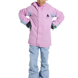 Burton Junior's Skimmer 2L Insulated Jacket 2025 - A pink jacket with a hood and black logo on the chest.