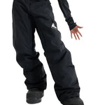 Burton Junior's Skylar 2L Pant 2025 - Black snow pants with a white logo on the left leg featuring a mountain peak design.