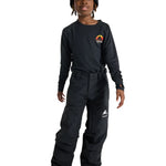 Burton Junior's Skylar 2L Pant 2025 - Black snow pants with a white logo on the left leg and a small pocket on the right thigh.
