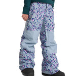 Burton Junior's Skylar 2L Pant 2025 - A pair of light blue snow pants with a pink and navy leopard print pattern.