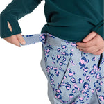 Burton Junior's Skylar 2L Pant 2025 - A pair of gray snow pants with a pink leopard print pattern.