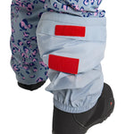 Burton Junior's Skylar 2L Pant 2025 - A pair of light blue snow pants with a pink leopard print pattern on the left leg.