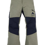 Burton Junior's Skylar 2L Pant 2025 - A pair of khaki-colored snow pants with a navy blue stripe on the side and a small logo on the left leg.