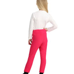 Obermeyer Junior's Ultra Gear Pant 2025 - A pair of bright pink ski pants with a white logo on the left leg.