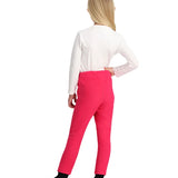 Obermeyer Junior's Ultra Gear Pant 2025 - A pair of bright pink ski pants with a white logo on the left leg.