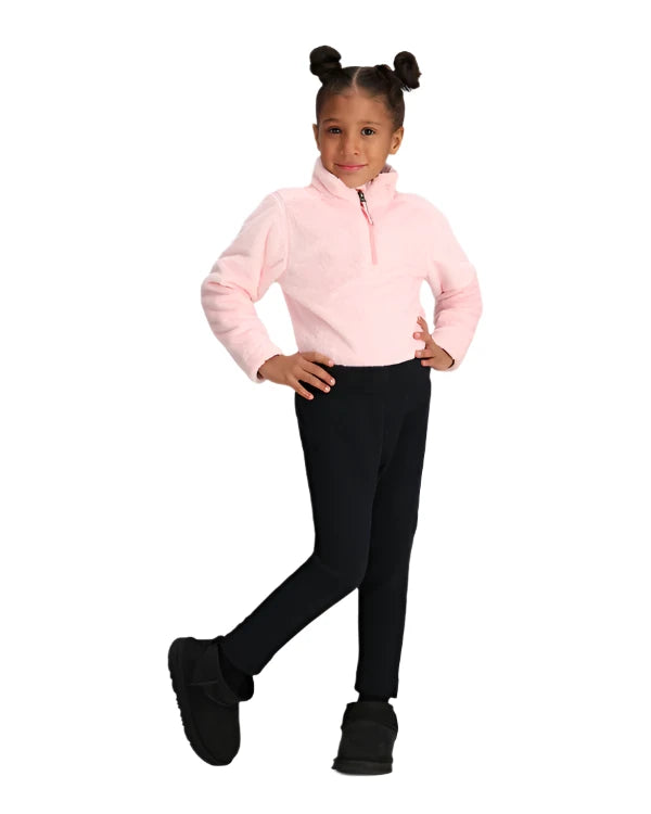 Obermeyer Junior's Ultra Gear Pant 2025 - A pair of black ski pants with a subtle white snowflake pattern on the left leg.