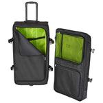 Head Kore Travel Bag 2023 - Black travel bag with a zippered top and two wheels on one end.