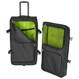 Head Kore Travel Bag 2023 - Black travel bag with a zippered top and two wheels on one end.