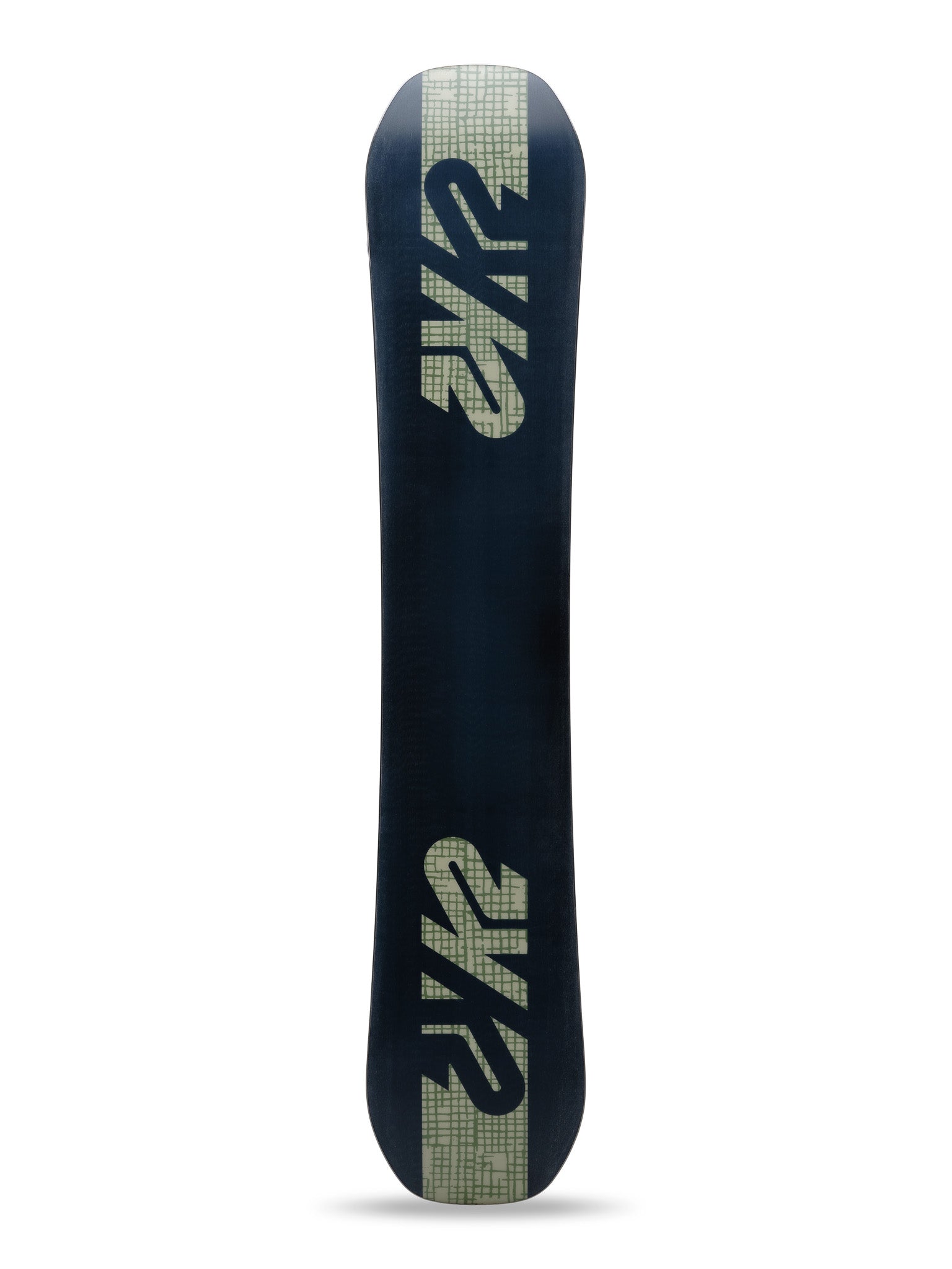 K2 Afterblack 2025 snowboard features a black design with vibrant green graphics.